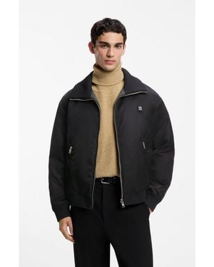 HUGO Lightweight Wool Jacket With Reversible Design - Black