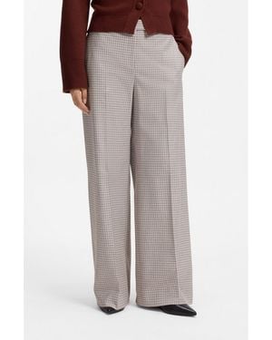 HUGO Wide-Leg Pants With Micro Check - Grey