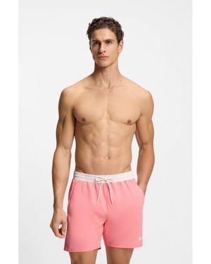 BOSS Swim Shorts With Contrast Logo And Piping - Pink