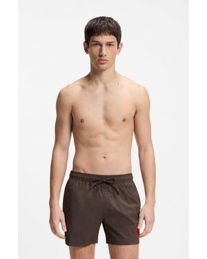 HUGO Logo-Label Swim Shorts - Brown