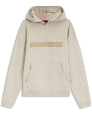 HUGO Relaxed-Fit Cotton-Terry Hoodie With Wide-Set Logo - Natural