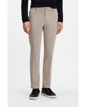 BOSS Slim-Fit Gabardine Trousers - Natural