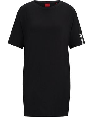 HUGO Robe De Nuit Décontractée À Logo Imprimé - Noir