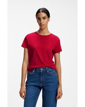 BOSS Cotton-Jersey T-Shirt With Logo Detail - Red