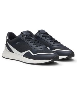BOSS Mesh Trainers With Ribbed Sole - Blue