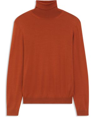 BOSS Regular-Fit Rollkragenpullover Aus Merinowolle - Orange