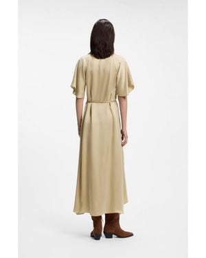 BOSS V-Neck Dress With Buckled Spaghetti Belt - Natural