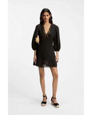 BOSS A-Line Dress With Embroidered Details - Black