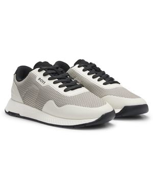 BOSS Ttnm Evo Sneakers Van Mesh Met Imitatieleren Details - Naturel