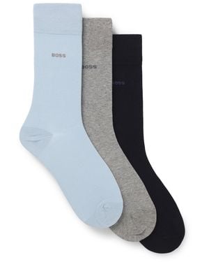 BOSS Set Van Drie Paar Sokken Met Normale Lengte Van Stretchmateriaal - Blauw