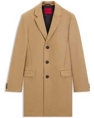 HUGO Slim-Fit Mantel Aus Woll-Mix Mit Kaschmir - Natur