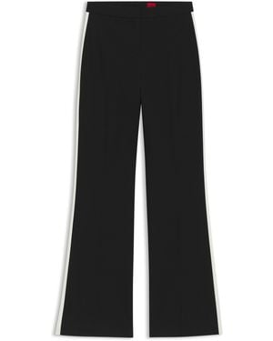 HUGO Regular-Fit Broek Van Stretchmateriaal Met Strepen Opzij - Zwart