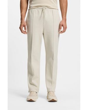BOSS Cotton-Blend Tracksuit Bottoms With Tennis-Themed Logo - Natural