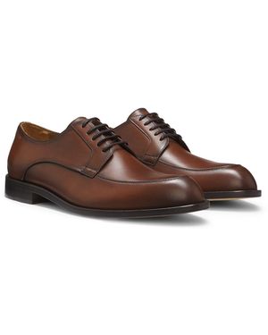 BOSS Leather Derby Shoes With Emed Logo - Brown