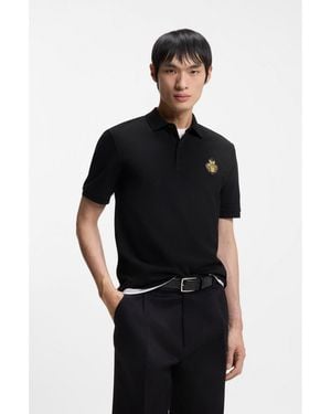 BOSS Cotton-Piqué Polo Shirt With Logo Artwork - Black