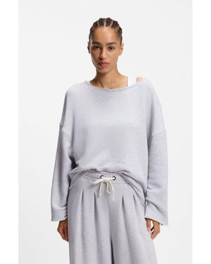 BOSS Loose-Fit Cotton-Blend Sweatshirt With Raw-Cut Edges - Grey