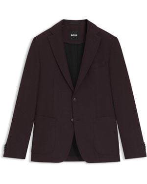BOSS Veste Slim En Flanelle Stretch Brossée - Noir