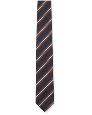 BOSS Silk-Blend Tie With Diagonal Stripes - Multicolour