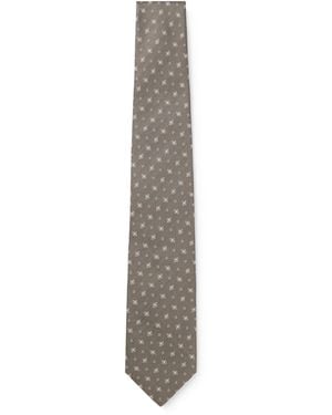 BOSS One Gemusterte Krawatte Aus Seiden-Jacquard - Weiß