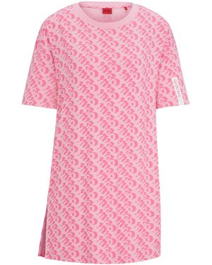 HUGO Robe De Nuit Décontractée À Logo Imprimé Intégral - Rose