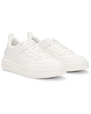 HUGO Faux-leather Lace-up Sneakers With Bubble Branding - White