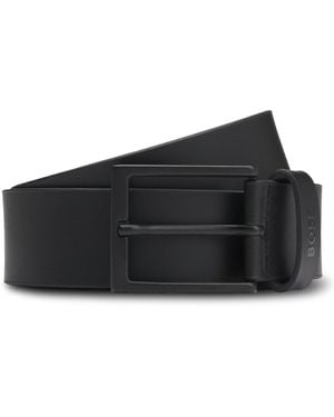 BOSS Italian-Leather Belt With Buckle - Black