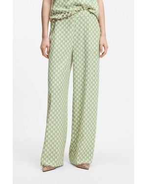 HUGO Relaxed-Fit Pants With All-Over Print - Green