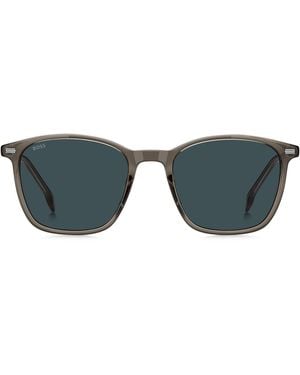 BOSS Bruingrijze Zonnebril Met Streepdetail - Blauw