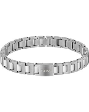 BOSS Zilverkleurige Schakelarmband Met Logosluiting - Meerkleurig