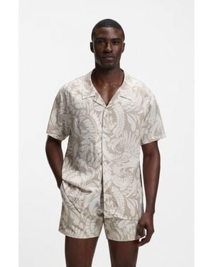 BOSS Regular-Fit Shirt With All-Over Print - Grey