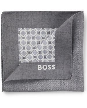 BOSS One Silk Pocket Square With Digital Print - Grey