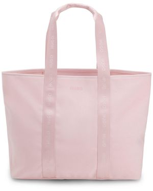 HUGO Cotton-Canvas Tote Bag With Logo Straps - Pink