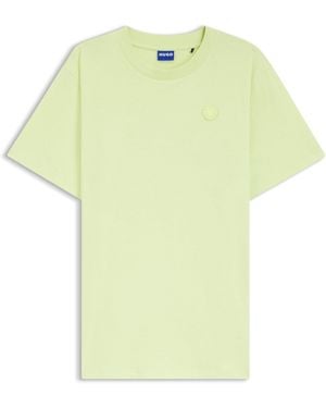HUGO Camiseta De Punto De Algodón Con Logo Happy - Amarillo