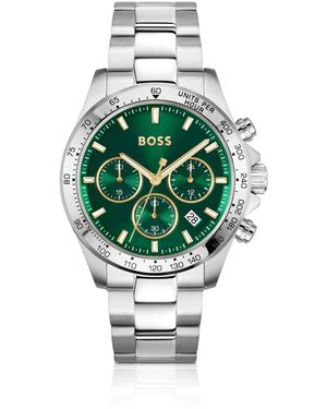 BOSS Silberfarbener Chronograph Mit Grünem Zifferblatt