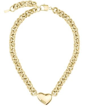 BOSS Tone Necklace With Heart Charm - Metallic