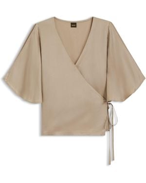 BOSS Blusa Con Parte Delantera Cruzada Y Mangas Kimono - Neutro