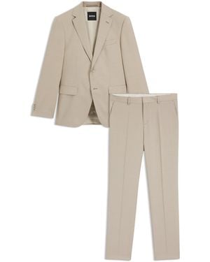 BOSS Regular-Fit Pak Van Scheerwol Met Micropatroon - Naturel