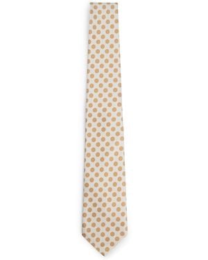 BOSS Silk-Jacquard Tie With Dot Motif - White
