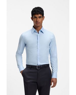 BOSS Slim-Fit Stretch-Cotton Shirt - Blue
