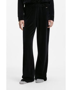 BOSS Cotton-Blend Velour Tracksuit Bottoms With Monogram Cords - Black