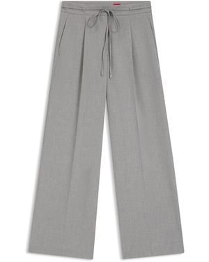 HUGO Regular-Fit Wide-Leg Trousers - Grey