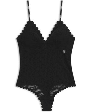 HUGO Body Aus Spitze Mit Leopardenmuster Und Gewellten Kanten - Schwarz