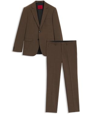HUGO Extra Slim-Fit Anzug Aus Strukturiertem Stretch-Gewebe - Braun