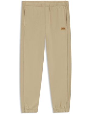 HUGO Trainingsbroek Van Katoenen Badstof Met Logopatch - Naturel