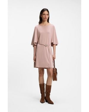 BOSS Belted Jersey Dress With Cape-Style Detail - Pink