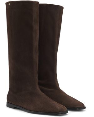 BOSS Bottes Hauteur Genou En Cuir Suédé Avec Monogramme Double B - Marron