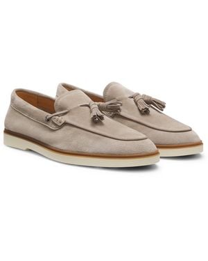 BOSS Suede Loafers With Tassel Trim - Green