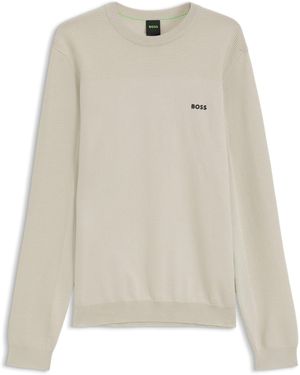BOSS Pullover Mit Verschiedenen Strukturen Und Feuchtigkeitsmanagement - Natur