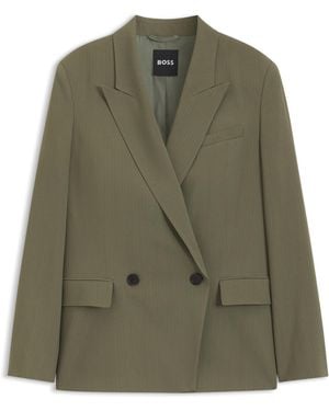 BOSS Regular-Fit Blazer Aus Stretch-Krepp Mit Nadelstreifen - Grün