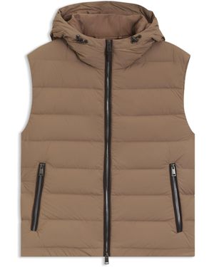 BOSS Water-Repellent Hooded Gilet With Down Filling - Brown